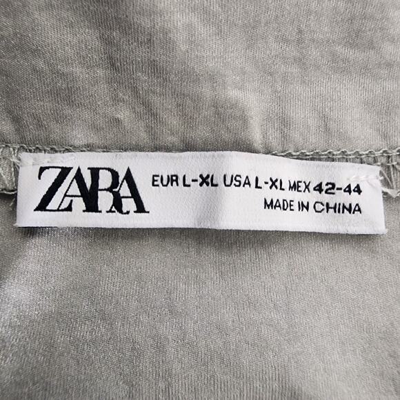 Zara Mens Pullover Jacket L XL Quarter Zip Elastic Hem Long Sleeve Gray Pocket - Picture 9 of 9